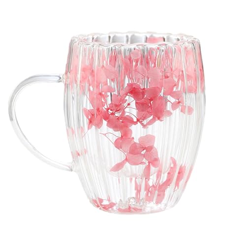 Godpqiui Doppelwandige Glas Kaffeetasse Mit Getrockneten Blumen, 300 ml von Godpqiui