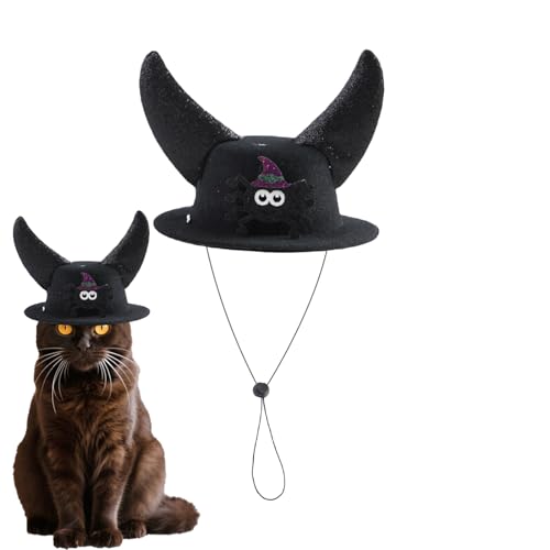 Godpqiui Hundehut | Mit Hörnern Katzendesign,Verstellbares Kostümzubehör Für Feste Feiern Familienfeiern Theateraufführungen Bühnenauftritte Maskenbälle von Godpqiui