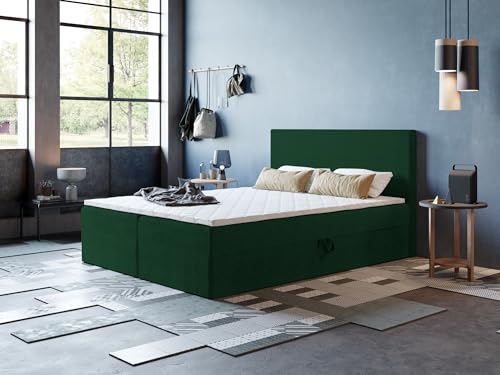 ARES Boxspringbett Ares mit Kopfteil und Bettkasten, 9-Zonen Taschenfederkern, hohe Liegehöhe, modern & elegant, Verschiedene Größen & Farben (120x180) von Godre
