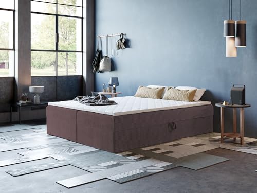 Boxspringbett ARES 2 ohne Kopfteil mit 2 Bettkästen – 9-Zonen Taschenfederkernmatratze, Liegehöhe ca. 44 cm, Verschiedene Größen & Farben (150x180) von Godre