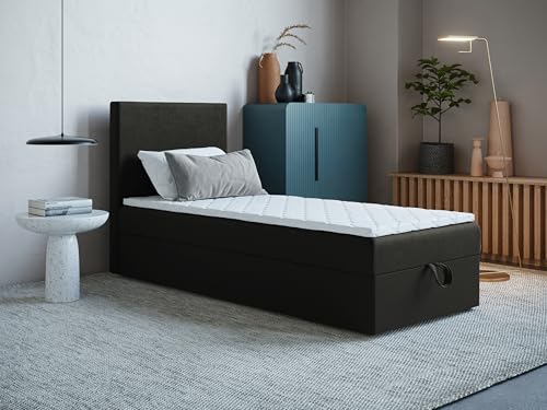 Boxspringbett Ares Mini ohne Kopfteil mit 2 Bettkästen – 9-Zonen Taschenfederkernmatratze, hohe Liegehöhe, Einzelbett, Verschiedene Größen & Farben (60x200) von Godre
