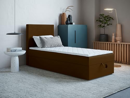 Boxspringbett Ares Mini ohne Kopfteil mit 2 Bettkästen – 9-Zonen Taschenfederkernmatratze, hohe Liegehöhe, Einzelbett, Verschiedene Größen & Farben (80x170) von Godre