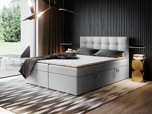 Boxspringbett Ewora ohne Kopfteil mit Bettkasten – Bonnell-Federkernmatratze – Verschiedene Größen & Farben – Komfortbett ohne Topper (190x190) von Godre