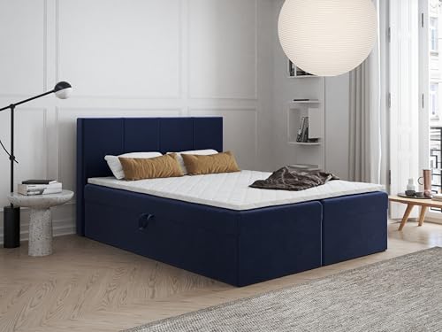 Boxspringbett FARO mit 2 Bettkästen – Kontinentalbett mit Kopfteil – Stoffbezug – Verschiedene Größen & Farben (160x180) von Godre