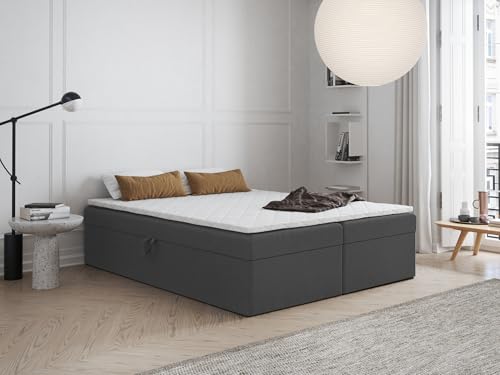 Boxspringbett Faro 2 ohne Kopfteil mit Bettkasten, Federkern wählbar (Bonell/Taschenfederkern/Multipocket), Verschiedene Größen & Farben, Komfortbett ohne Topper (120x200) von Godre
