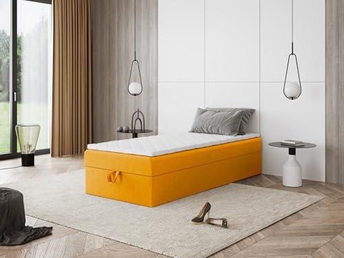 Boxspringbett Mira Mini ohne Kopfteil mit Bettkasten – Einzelbett mit Taschenfederkern oder Bonellfederkern, Komfortbett, hohe Liegehöhe, Verschiedene Größen & Farben (60x170) von Godre