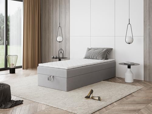 Boxspringbett Mira Mini ohne Kopfteil mit Bettkasten – Einzelbett mit Taschenfederkern oder Bonellfederkern, Komfortbett, hohe Liegehöhe, Verschiedene Größen & Farben (60x180) von Godre