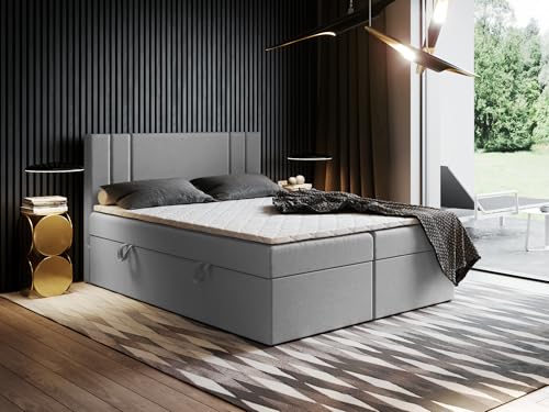 Boxspringbett Nardo mit gepolstertem Kopfteil und 2 Bettkästen – Komfortbett mit Bonellfederkern, hohe Liegehöhe, Stauraum, Verschiedene Größen & Farben (170x190) von Godre