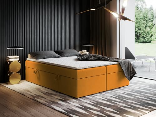 EWORA2 Boxspringbett mit Bettkasten (Stauraum) ohne Kopfteil, Komfortbett mit Bonellfederkern, Verschiedene Größen, Komforthöhe, gepolstertes Bett (120x180) von Godre