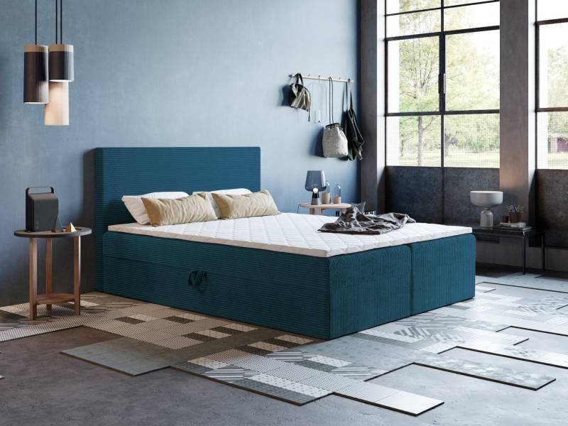 Godre Boxspringbett 150x200 cm - mit Bettkasten und Topper ARES - Bonell Matratze (Bett + Matratze + Topper T-Visco), Bett mit zwei seitlich zu öffnenden Kästen von Godre