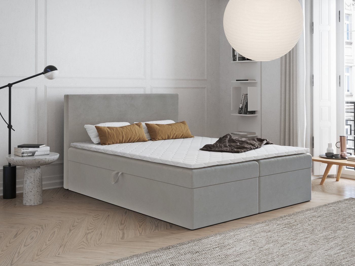 Godre Boxspringbett 180x190 cm - mit Bettkasten und Topper ARES - Taschen Matratze (Bett + Matratze + Topper T-Visco), Bett mit zwei seitlich zu öffnenden Kästen von Godre
