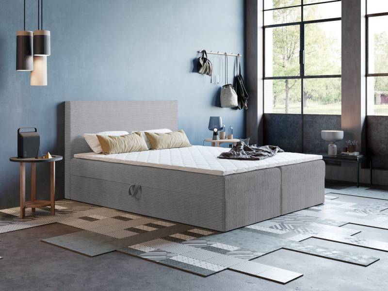 Godre Boxspringbett 190x190 cm - mit Bettkasten und Topper ARES - Taschen Matratze (Bett + Matratze + Topper T-Visco), Bett mit zwei seitlich zu öffnenden Kästen von Godre