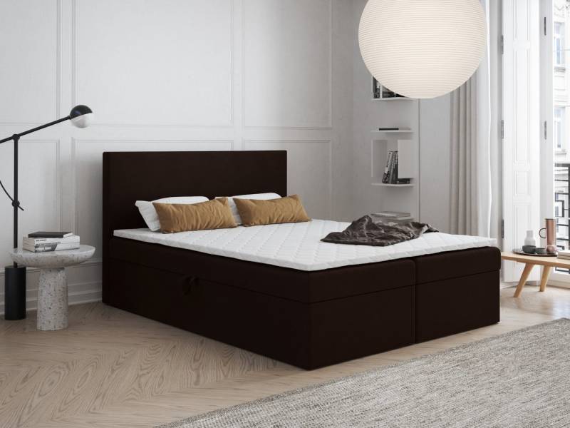 Godre Boxspringbett 190x200 cm - mit Bettkasten und Topper ARES - Taschen Matratze (Bett + Matratze + Topper T-Visco), Bett mit zwei seitlich zu öffnenden Kästen von Godre