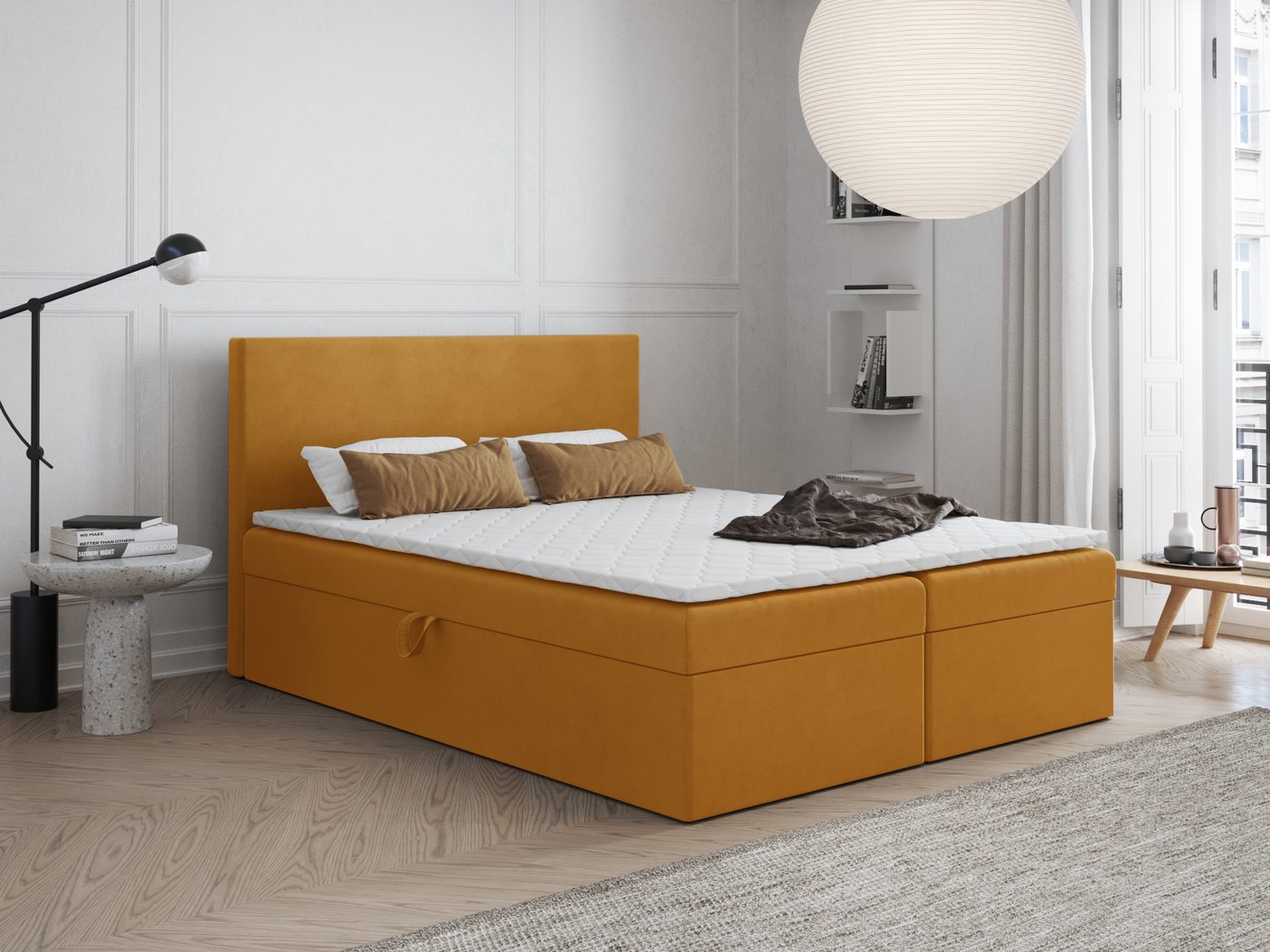 Godre Boxspringbett 190x200 cm - mit Bettkasten und Topper ARES - Taschen Matratze (Bett + Matratze + Topper T-Visco), Bett mit zwei seitlich zu öffnenden Kästen von Godre
