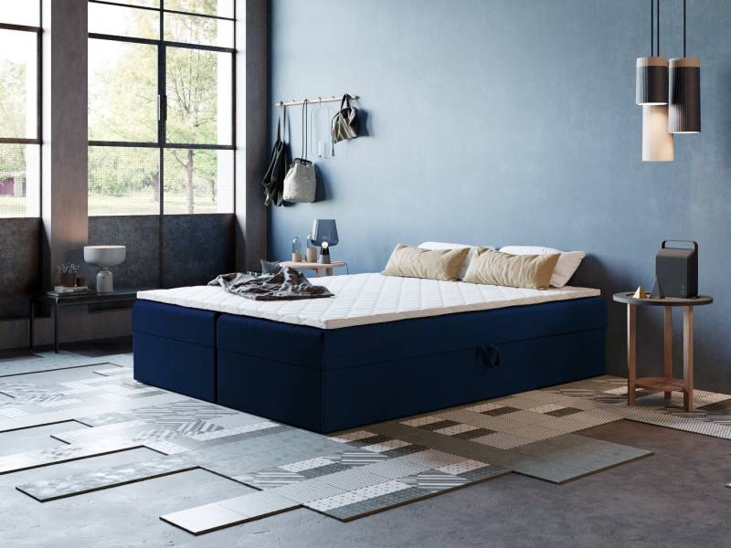 Godre Boxspringbett mit Bettkasten ARES 2 - 130x180 cm - Tashen Matratze und Topper (Bett + Matratze + Topper T-Visco), Bett mit zwei seitlich zu öffnenden Kästen von Godre