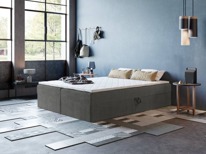 Godre Boxspringbett mit Bettkasten ARES 2 - 140x200 cm - Bonell Matratze und Topper (Bett + Matratze + Topper T-25), Bett mit zwei seitlich zu öffnenden Kästen von Godre