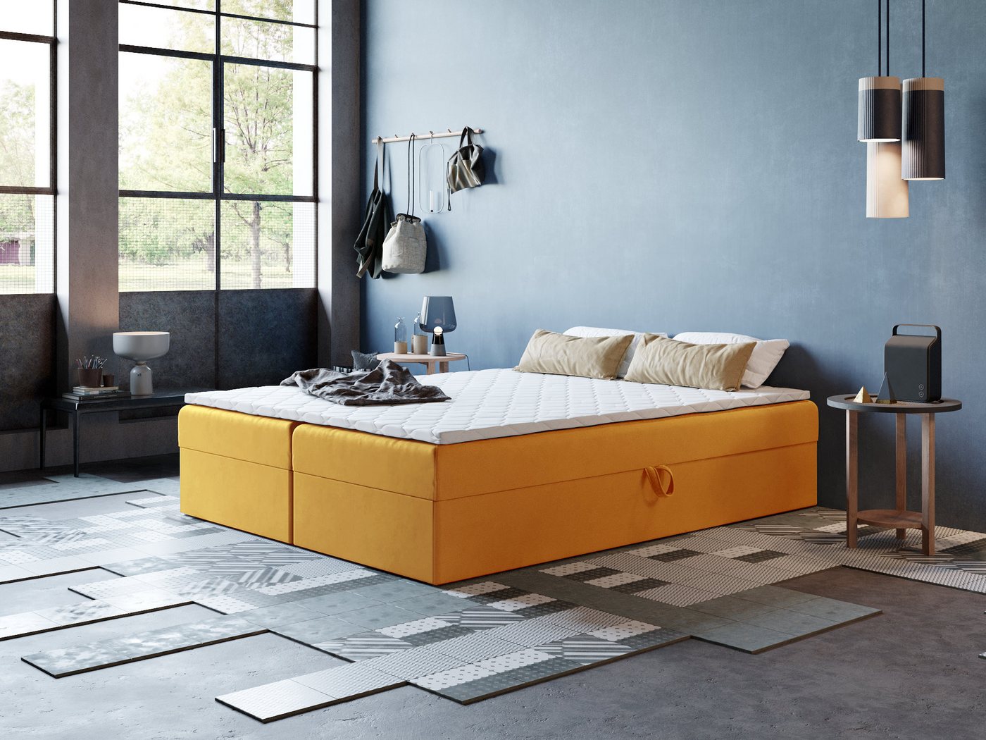 Godre Boxspringbett mit Bettkasten ARES 2 - 170x200 cm - Tashen Matratze und Topper (Bett + Matratze + Topper T-Visco), Bett mit zwei seitlich zu öffnenden Kästen von Godre