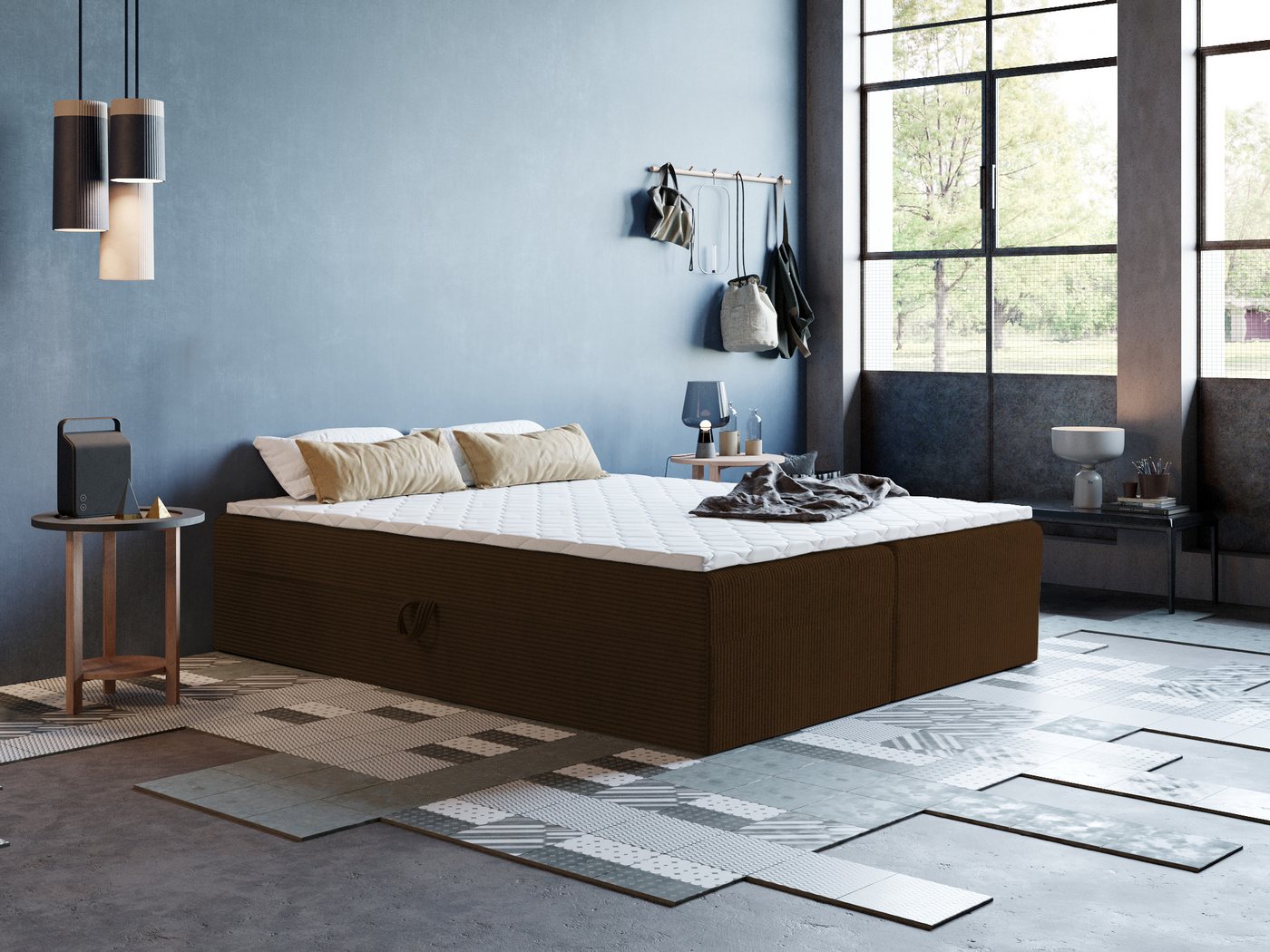 Godre Boxspringbett mit Bettkasten ARES 2 - 180x190 cm - Tashen Matratze und Topper (Bett + Matratze + Topper T-Visco), Bett mit zwei seitlich zu öffnenden Kästen von Godre