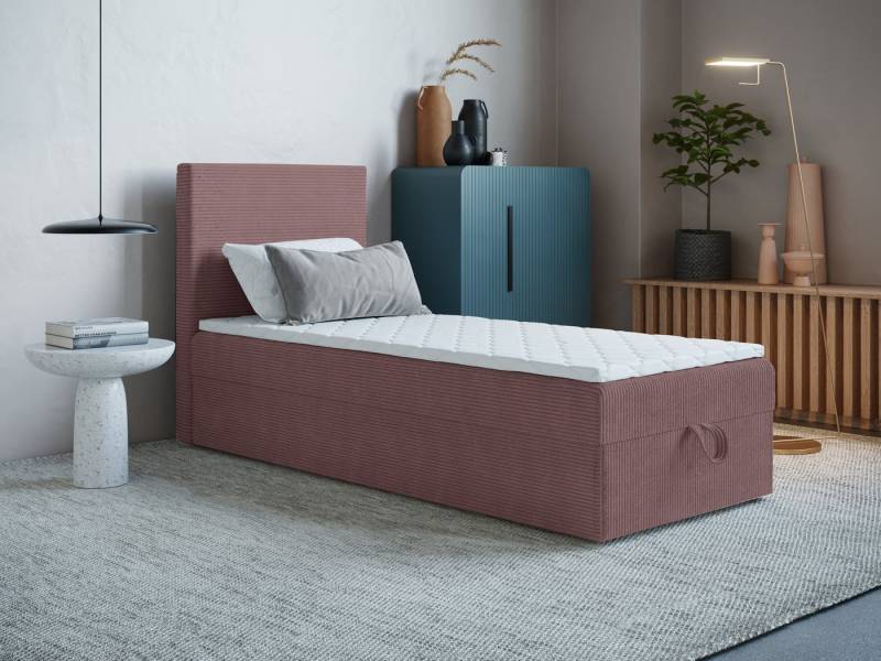 Godre Boxspringbett mit Bettkasten ARES MINI 80x200 cm - Topper T-Visco (Bett + Matratze + Topper), Bett mit einem Kasten von Godre