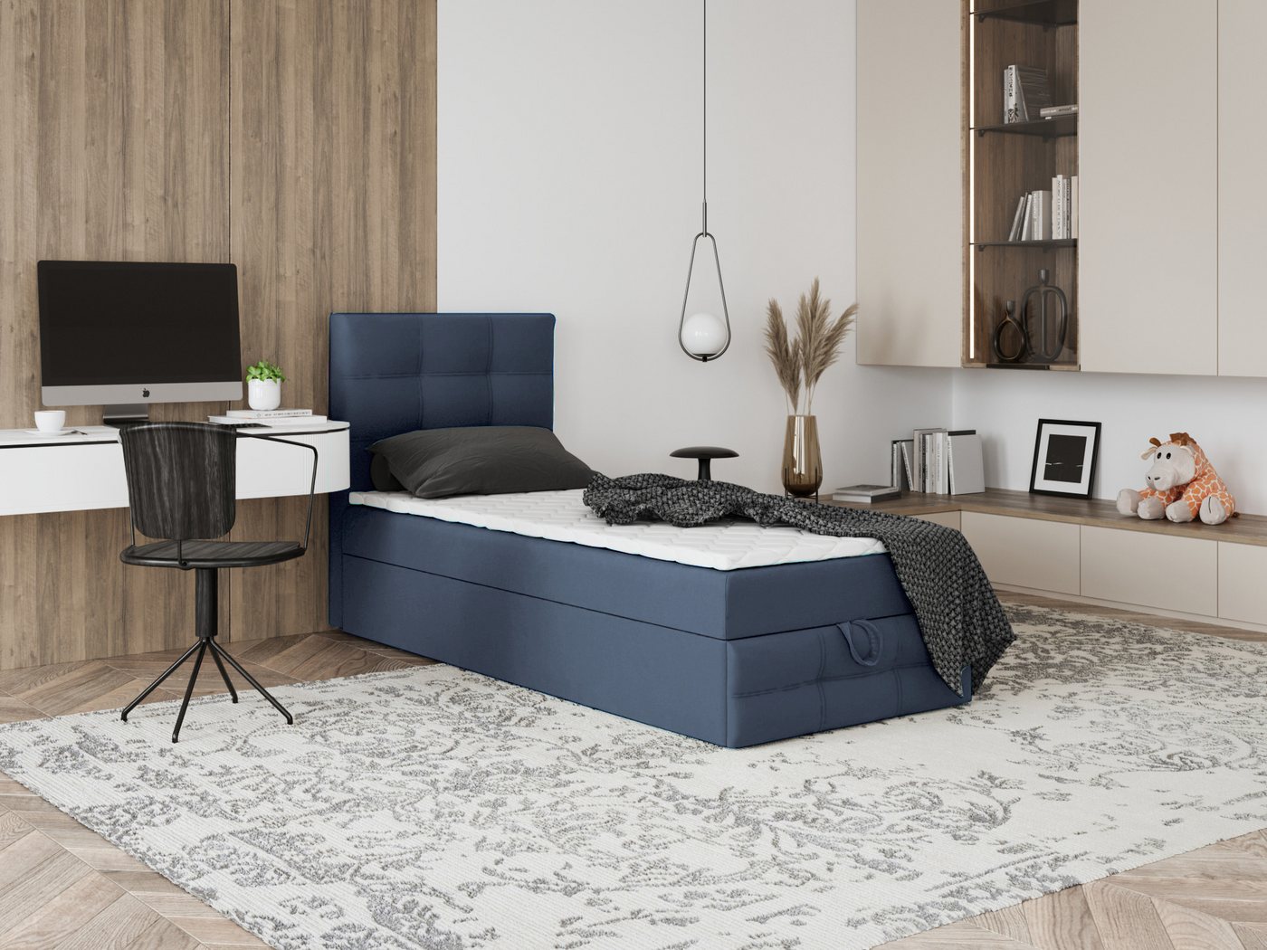 Godre Boxspringbett mit Bettkasten EWORA MINI 3 100x180 cm - Bonellfederkern Matratze (Bett + Matratze), Bett mit einem Kasten von Godre