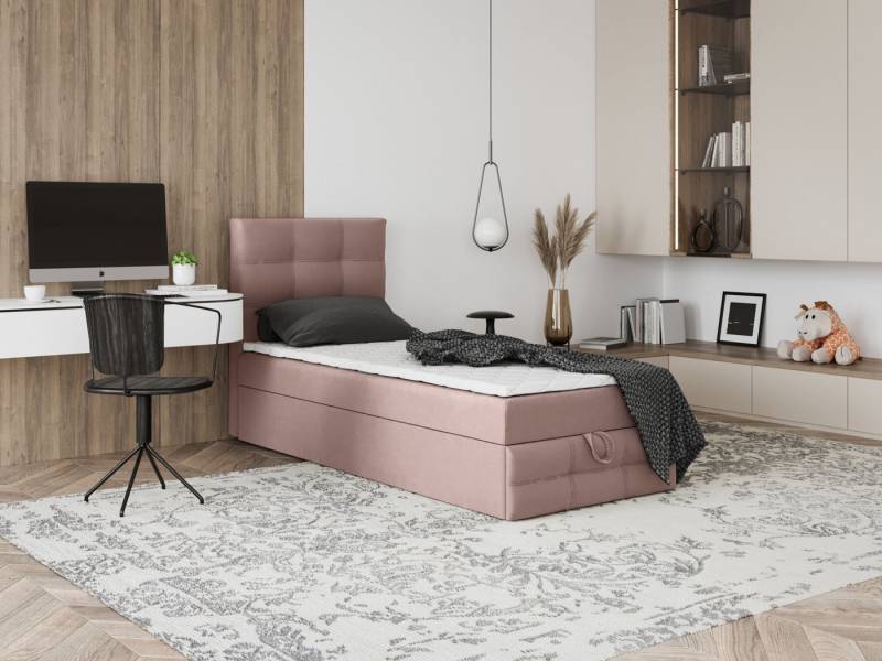 Godre Boxspringbett mit Bettkasten EWORA MINI 3 70x200 cm - Taschenfederkern Matratze (Bett + Matratze), Bett mit einem Kasten von Godre