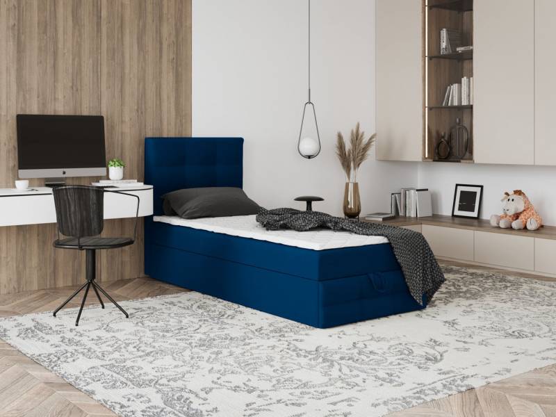 Godre Boxspringbett mit Bettkasten EWORA MINI 3 80x170 cm - Bonellfederkern Matratze (Bett + Matratze + Topper), Bett mit einem Kasten von Godre