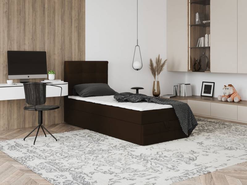 Godre Boxspringbett mit Bettkasten EWORA MINI 3 80x190 cm - Bonellfederkern Matratze (Bett + Matratze), Bett mit einem Kasten von Godre
