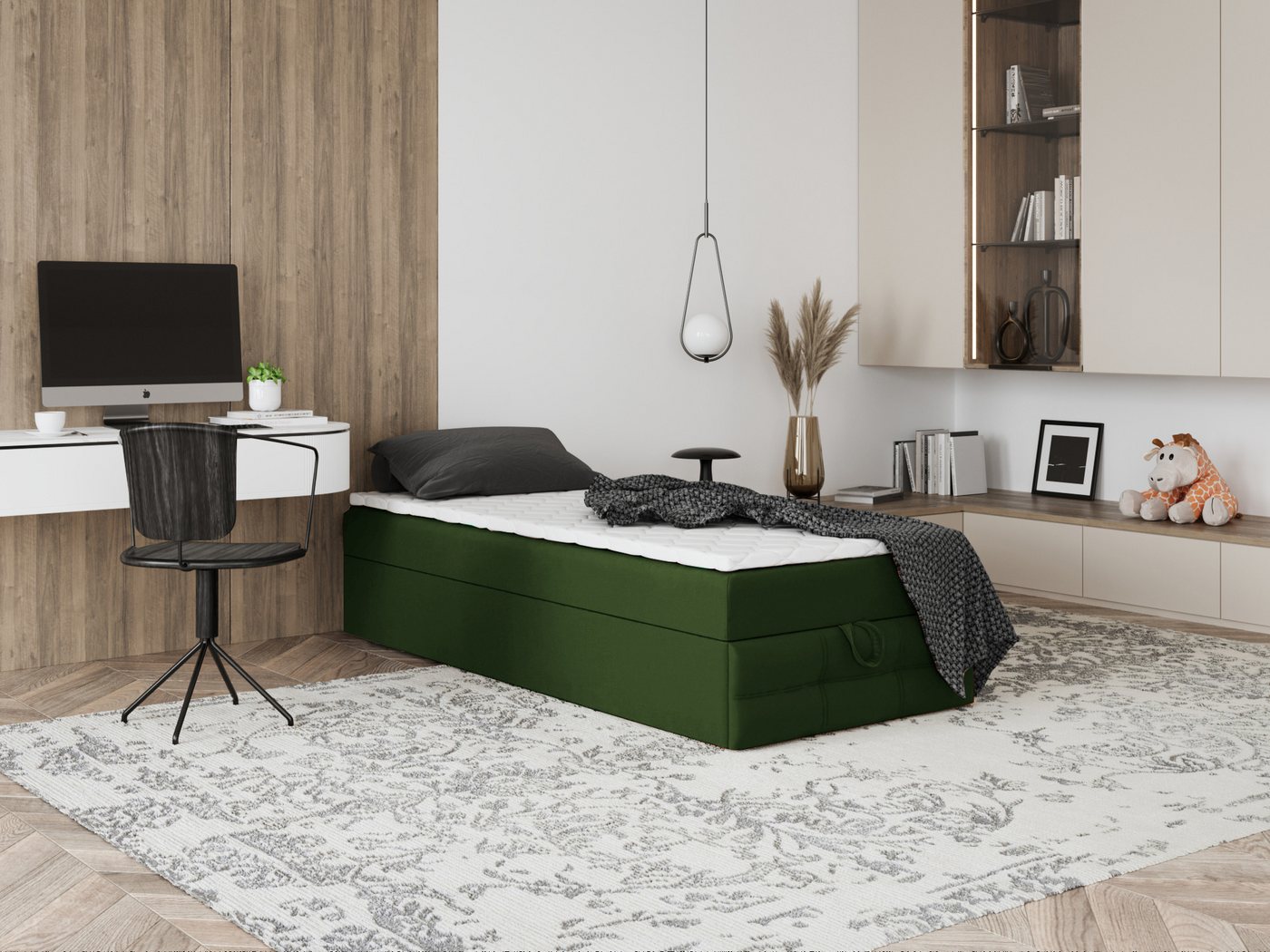 Godre Boxspringbett mit Bettkasten EWORA MINI 4 70x170 cm - Bonellfederkern Matratze (Bett + Matratze), Bett mit einem Kasten von Godre