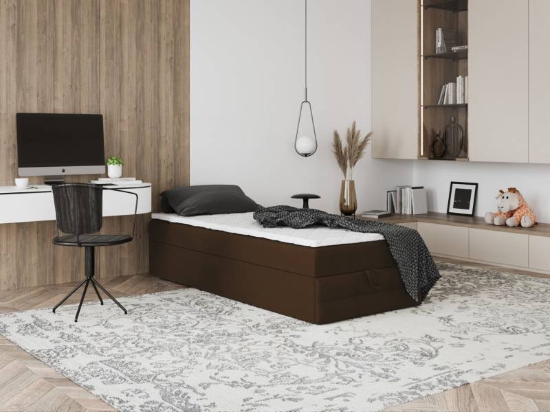Godre Boxspringbett mit Bettkasten EWORA MINI 4 70x170 cm - Bonellfederkern Matratze (Bett + Matratze + Topper), Bett mit einem Kasten von Godre