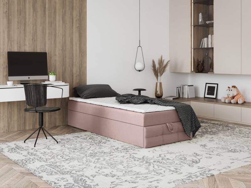 Godre Boxspringbett mit Bettkasten EWORA MINI 4 80x200 cm - Taschenfederkern Matratze (Bett + Matratze + Topper), Bett mit einem Kasten von Godre