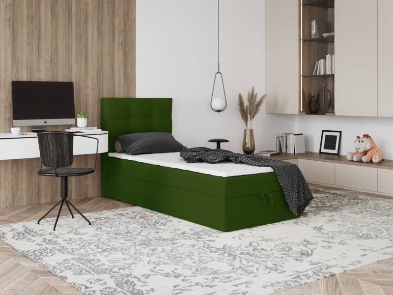 Godre Boxspringbett mit Bettkasten EWORA MINI 60x200 cm - Bonellfederkern Matratze (Bett + Matratze), Bett mit einem Kasten von Godre