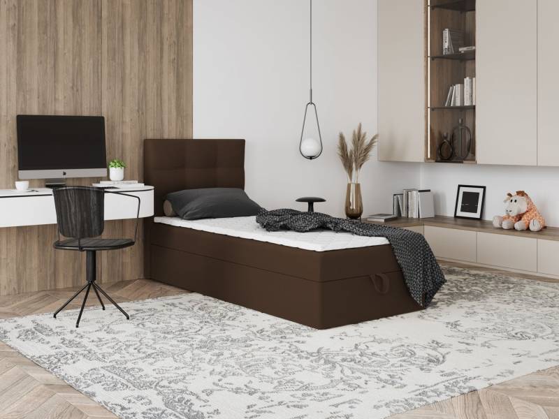 Godre Boxspringbett mit Bettkasten EWORA MINI 80x170 cm - Bonellfederkern Matratze (Bett + Matratze), Bett mit einem Kasten von Godre