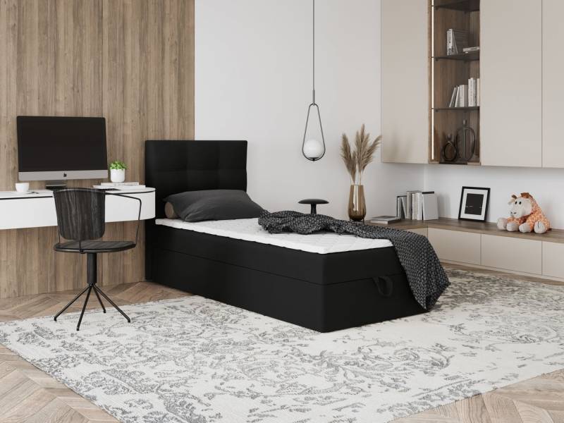 Godre Boxspringbett mit Bettkasten EWORA MINI 80x170 cm - Bonellfederkern Matratze (Bett + Matratze + Topper), Bett mit einem Kasten von Godre