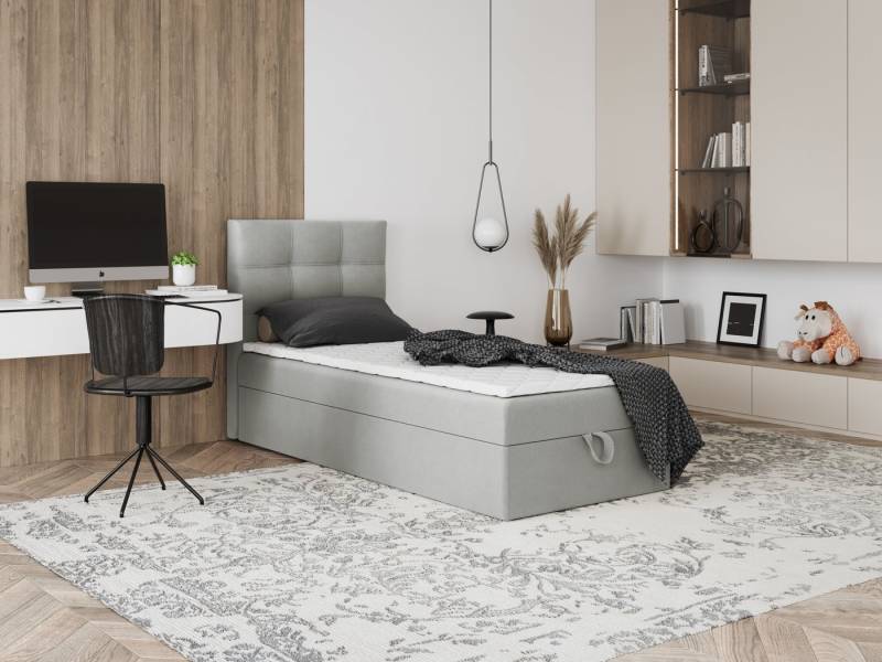 Godre Boxspringbett mit Bettkasten EWORA MINI 80x170 cm - Taschenfederkern Matratze (Bett + Matratze + Topper), Bett mit einem Kasten von Godre