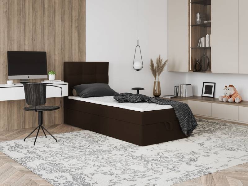 Godre Boxspringbett mit Bettkasten EWORA MINI 80x190 cm - Bonellfederkern Matratze (Bett + Matratze), Bett mit einem Kasten von Godre
