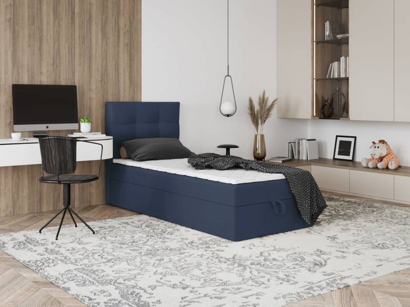 Godre Boxspringbett mit Bettkasten EWORA MINI 80x200 cm - Bonellfederkern Matratze (Bett + Matratze + Topper), Bett mit einem Kasten von Godre
