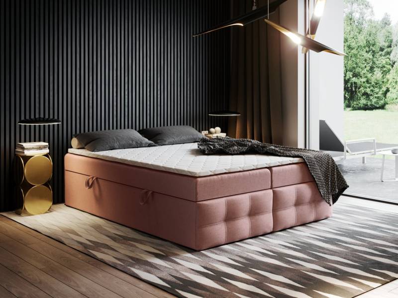 Godre Boxspringbett mit Bettkasten Ewora 4 170x190 cm - Bonellfederkern Matratze (Bett + Matratze + Topper), Bett mit zwei seitlich zu öffnenden Kästen von Godre