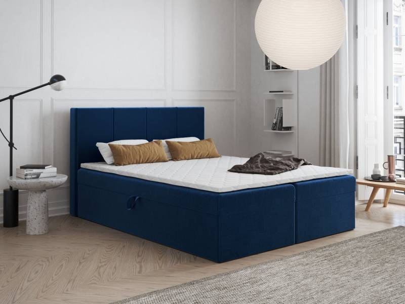 Godre Boxspringbett mit Bettkasten FARO 130x180 cm mit Bonell Matratze (Bett + Matratze + Topper T-Visco), Bett mit zwei seitlich zu öffnenden Kästen von Godre