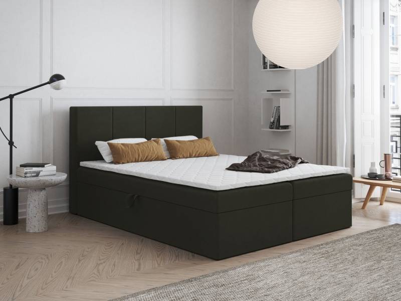 Godre Boxspringbett mit Bettkasten FARO 140x180 cm mit Bonell Matratze (Bett + Matratze), Bett mit zwei seitlich zu öffnenden Kästen von Godre