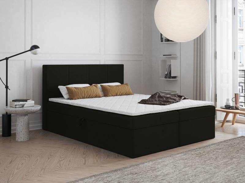 Godre Boxspringbett mit Bettkasten FARO 170x190 cm mit Bonell Matratze (Bett + Matratze + Topper T-Visco), Bett mit zwei seitlich zu öffnenden Kästen von Godre