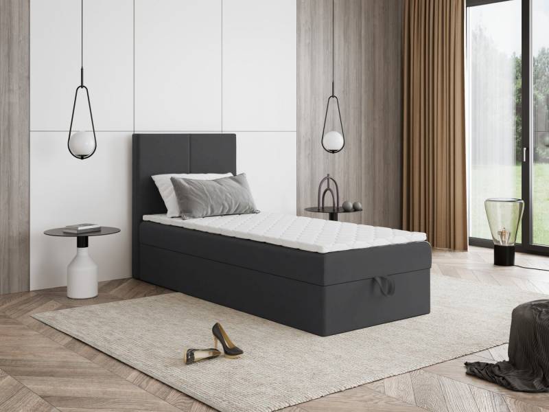 Godre Boxspringbett mit Bettkasten FARO Mini 80x170 cm - Bonellfederkern Matratze (Bett + Matratze + Topper), Bett mit einem Kasten von Godre