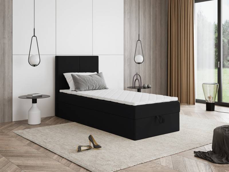 Godre Boxspringbett mit Bettkasten FARO Mini 80x190 cm - Bonellfederkern Matratze (Bett + Matratze + Topper), Bett mit einem Kasten von Godre