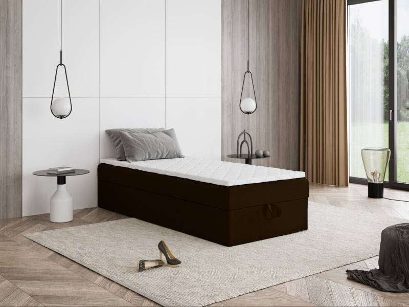 Godre Boxspringbett mit Bettkasten MIRA Mini 100x170 cm - Bonellfederkern Matratze (Bett + Matratze + Topper), Bett mit einem Kasten von Godre