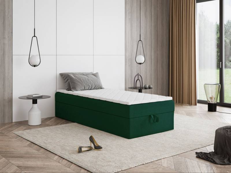 Godre Boxspringbett mit Bettkasten MIRA Mini 70x170 cm - Bonellfederkern Matratze (Bett + Matratze + Topper), Bett mit einem Kasten von Godre