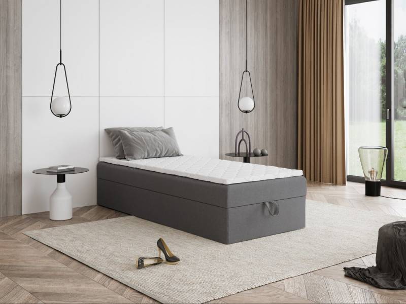 Godre Boxspringbett mit Bettkasten MIRA Mini 80x170 cm - Bonellfederkern Matratze (Bett + Matratze + Topper), Bett mit einem Kasten von Godre