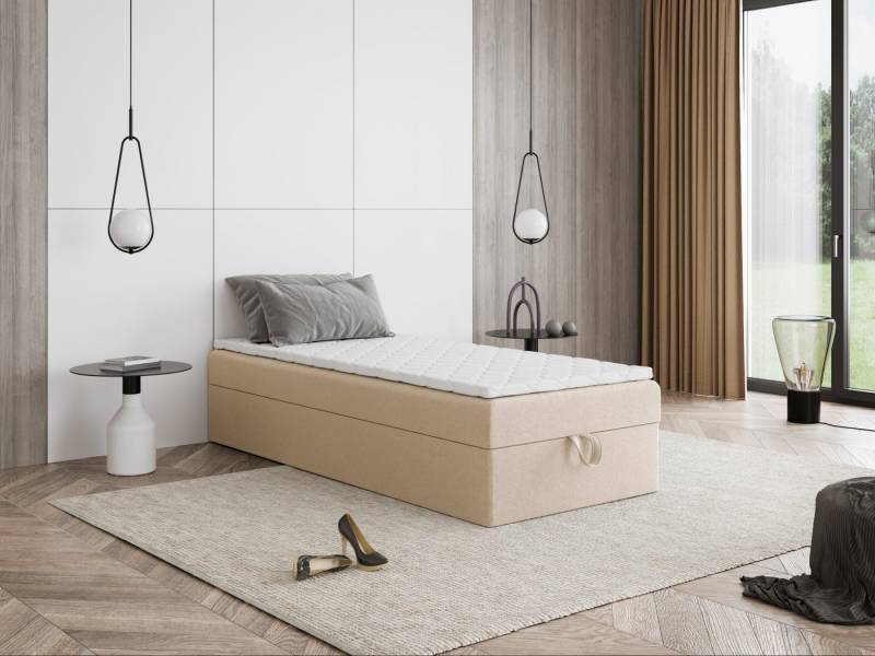 Godre Boxspringbett mit Bettkasten MIRA Mini 80x170 cm - Bonellfederkern Matratze (Bett + Matratze + Topper), Bett mit einem Kasten von Godre