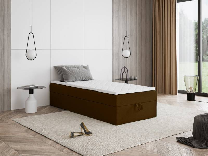 Godre Boxspringbett mit Bettkasten MIRA Mini 80x180 cm - Bonellfederkern Matratze (Bett + Matratze + Topper), Bett mit einem Kasten von Godre