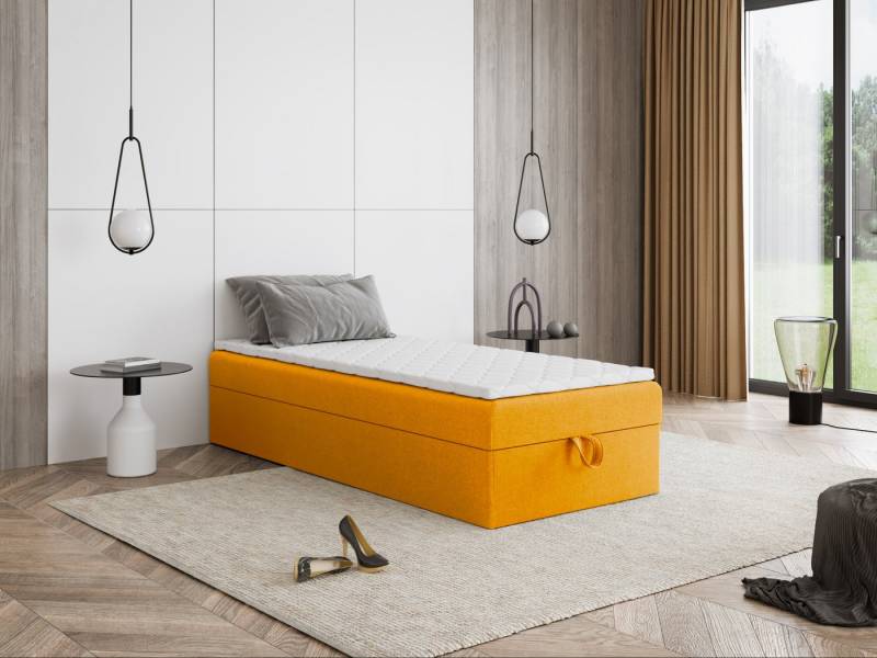 Godre Boxspringbett mit Bettkasten MIRA Mini 200x70 cm - Bonellfederkern Matratze (Bett + Matratze + Topper), Bett mit einem Kasten von Godre