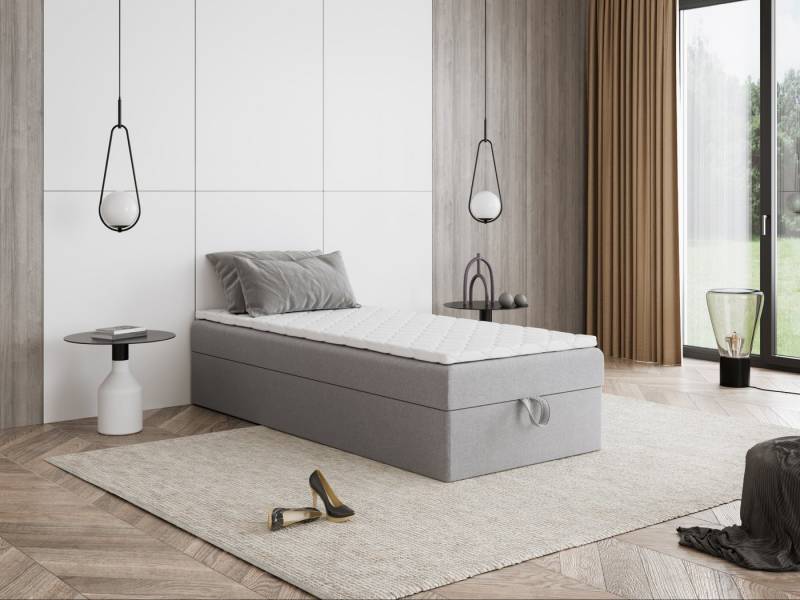 Godre Boxspringbett mit Bettkasten MIRA Mini 80x200 cm - Bonellfederkern Matratze (Bett + Matratze + Topper), Bett mit einem Kasten von Godre