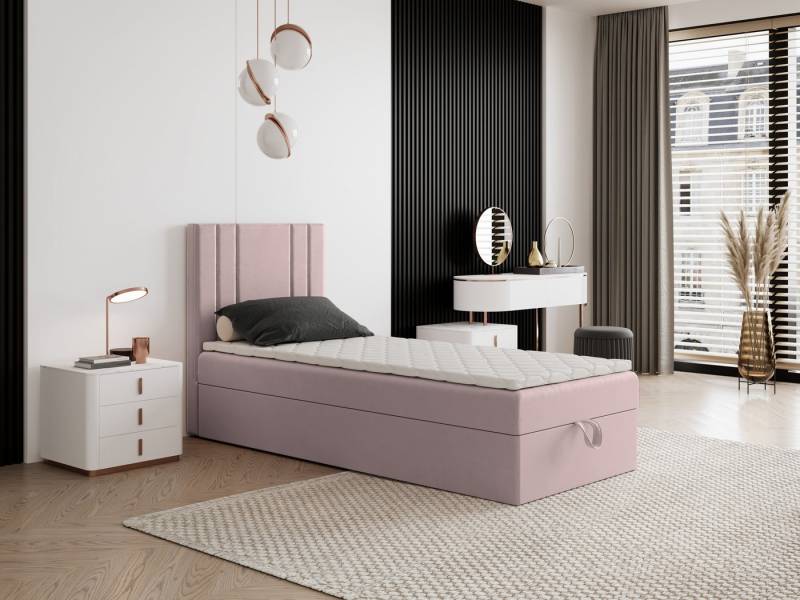 Godre Boxspringbett mit Bettkasten NARDO Mini 100x170 cm - Bonellfederkern Matratze (Bett + Matratze + Topper), Bett mit einem Kasten von Godre